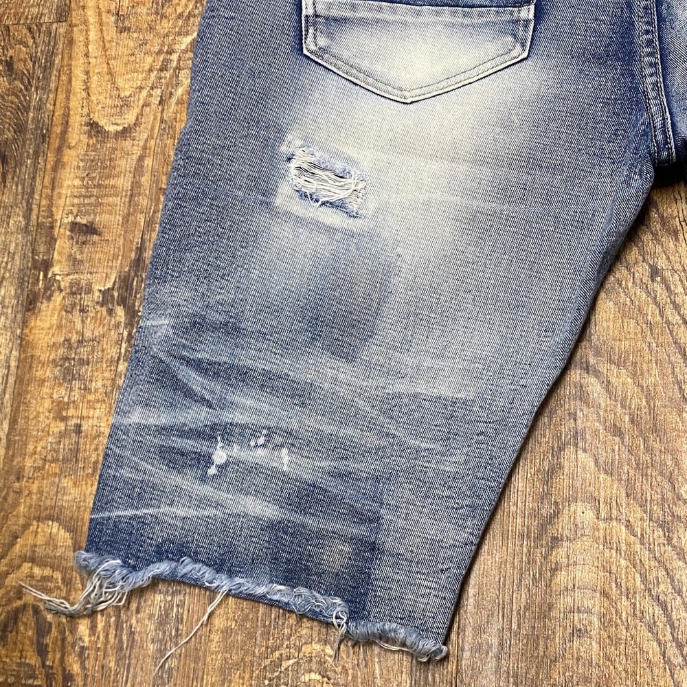 Smoke Rise size 38 Distressed destroyed bleach wash‎ Blue Denim Shorts cotton - Picture 10 of 13